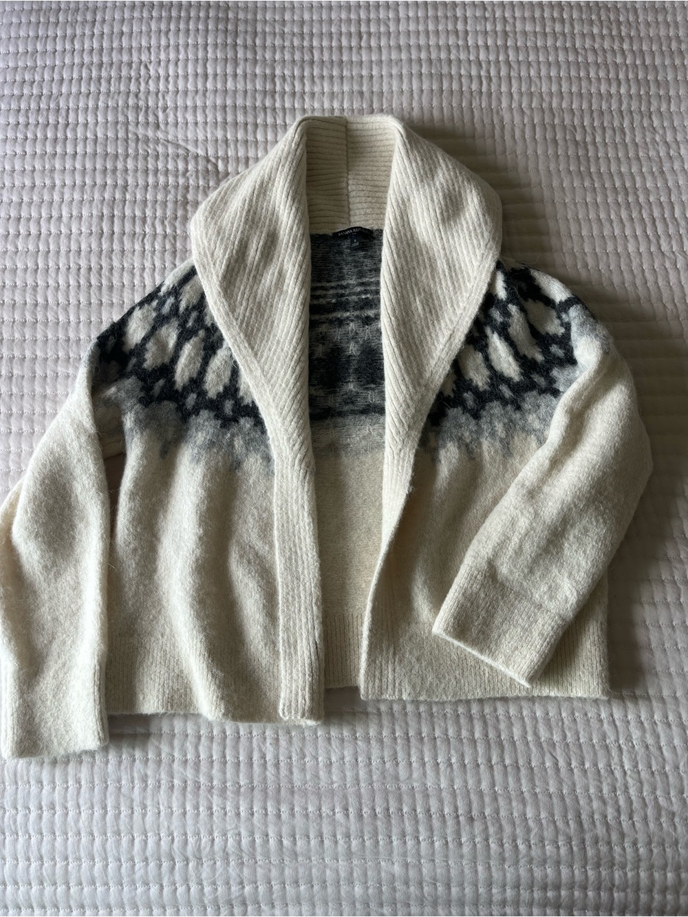 Banana Republic Cream Shawl Cardigan Nordic Fair Isle Sweater Small